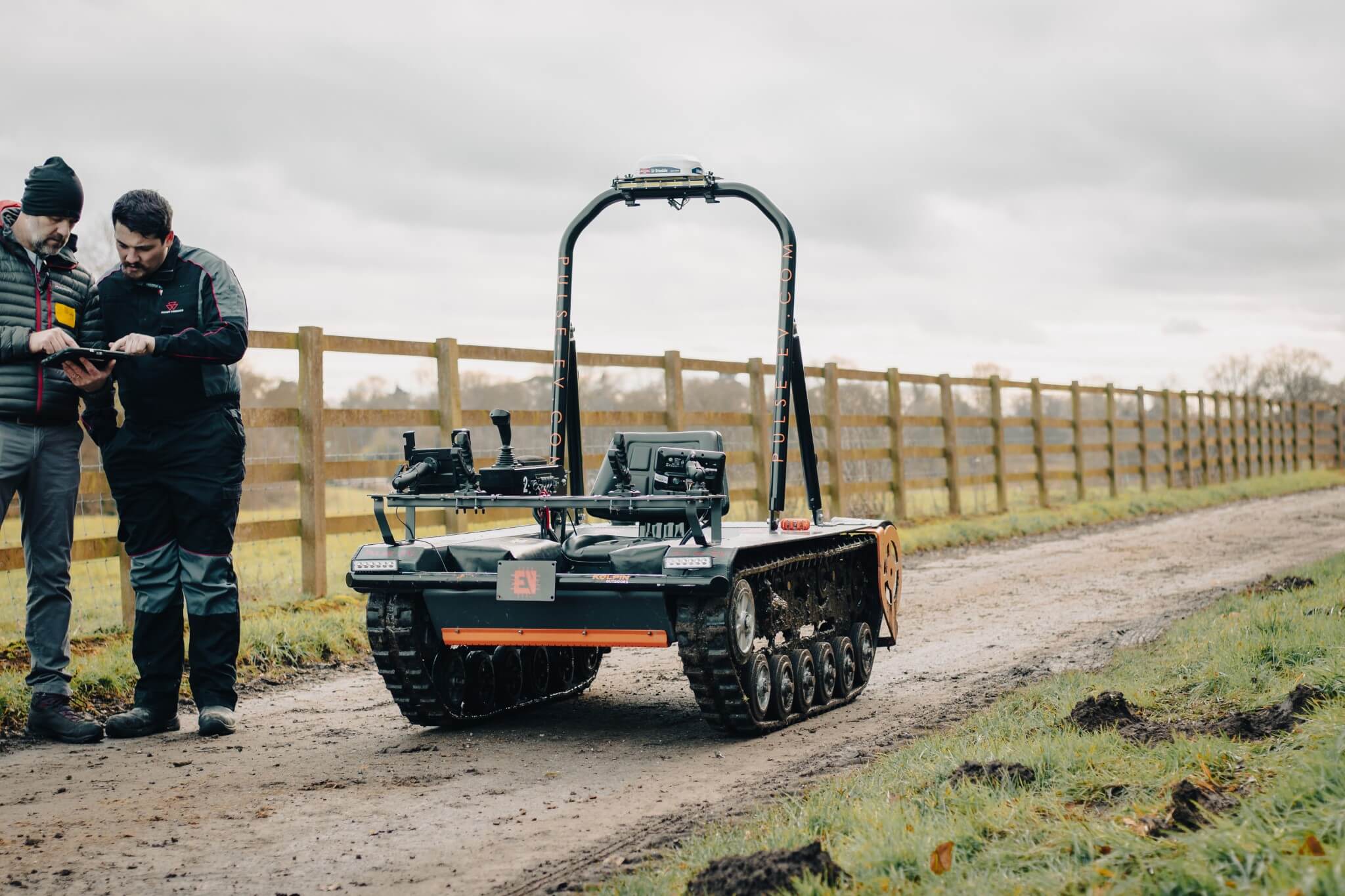 Unmanned eTrak vehicle sat on dirt path